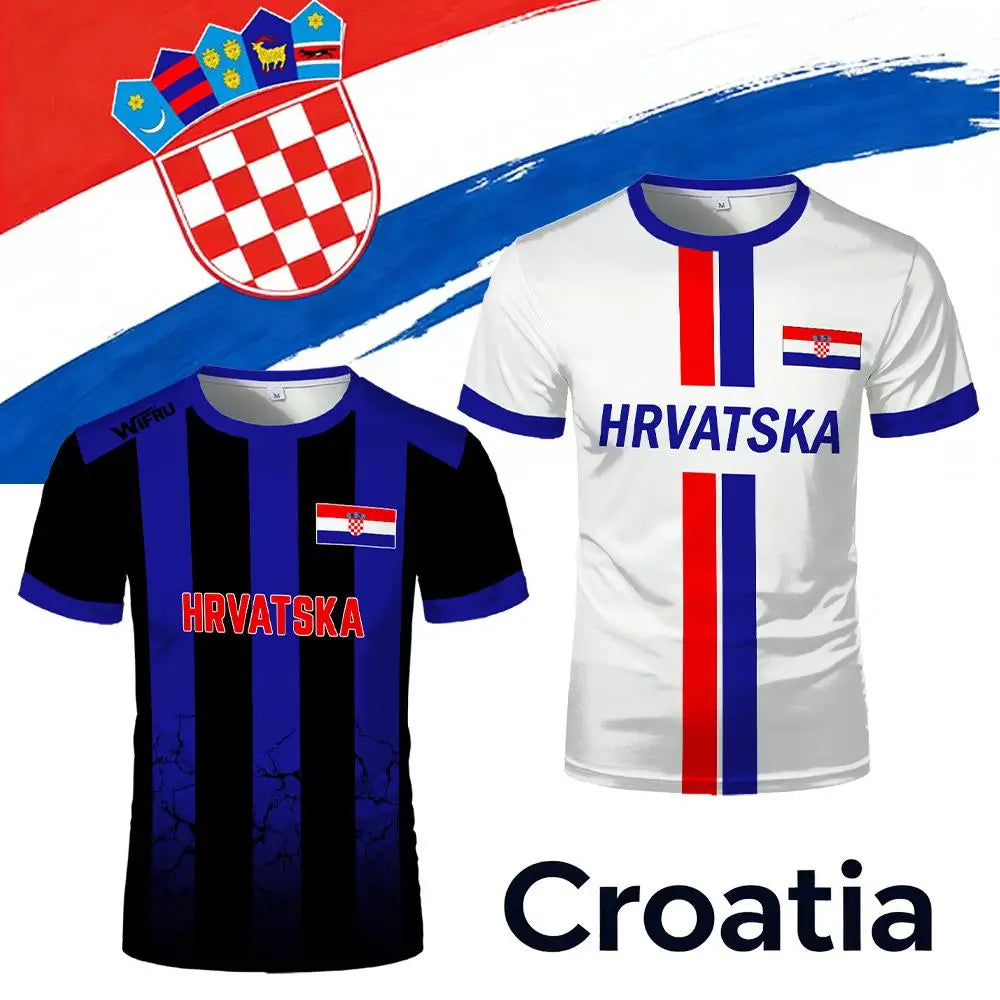 2026 New Croatia National Flag Print Jersey T-Shirt Men's Sports Training Quick Dry Breathable Football Tee Unisex Casual…