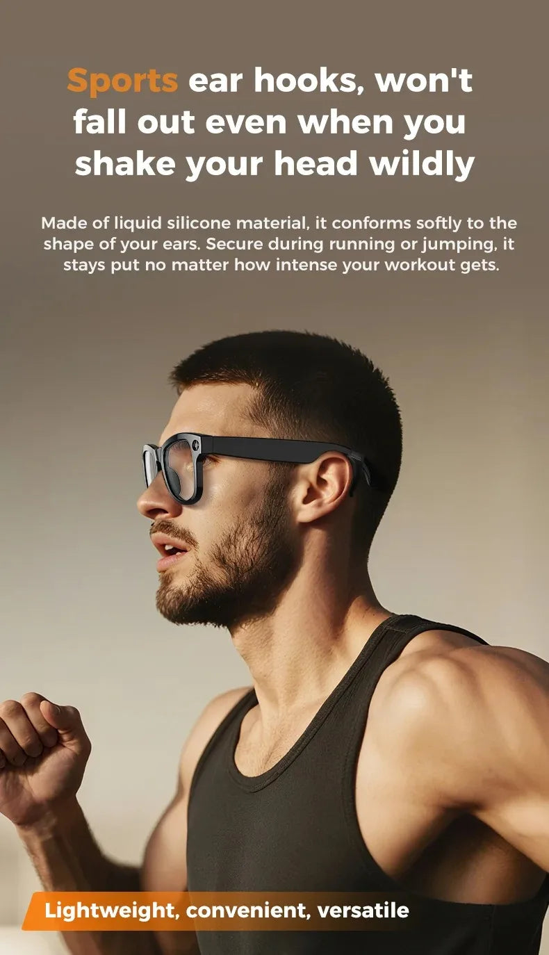 Smart Glasses AI GPT Camera 4K HD Multifunctional 3-in-1 Lens Bluetooth Call 3600Mah Battery Voice Assistant Control Sunglasses