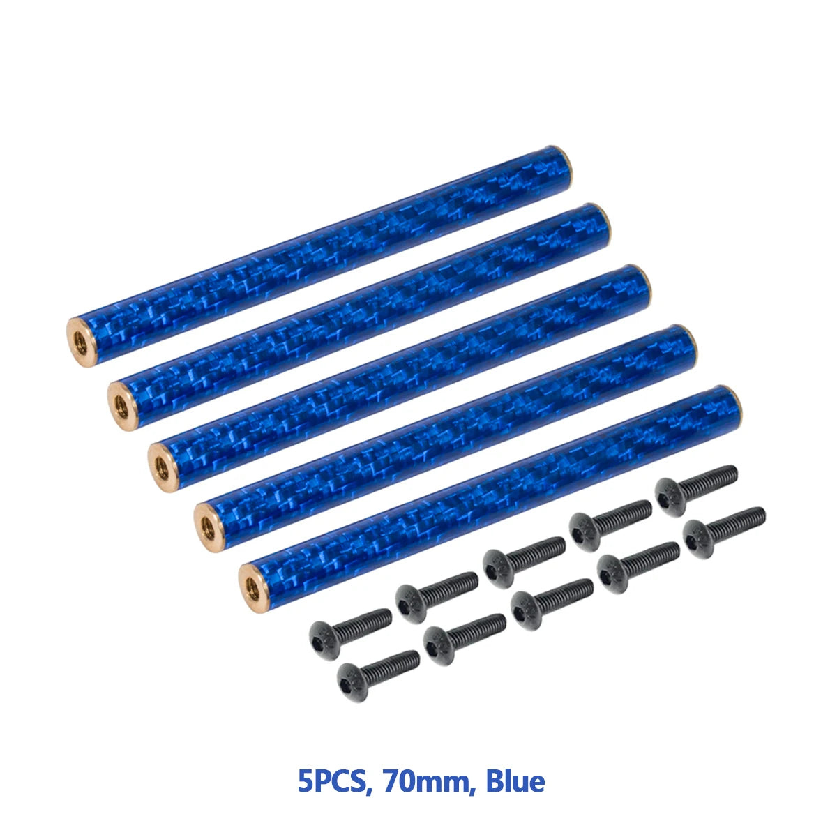 5PCS Coloured Carbon Fibre Braces 67mm 70mm 75mm 78mm for 1/10 RC Crawler Comp Builds SCX10 PRO Gspeed V4 UGRC LCG Chassis DIY Blue 70mm