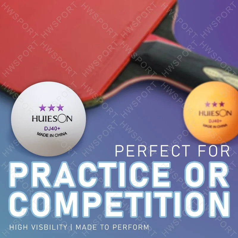 HUIESON 50/100 Pack Table Tennis Balls 3 Stars DJ40+ Ping Pong Balls With Seam Round Bullet ABS New Material Balls for…