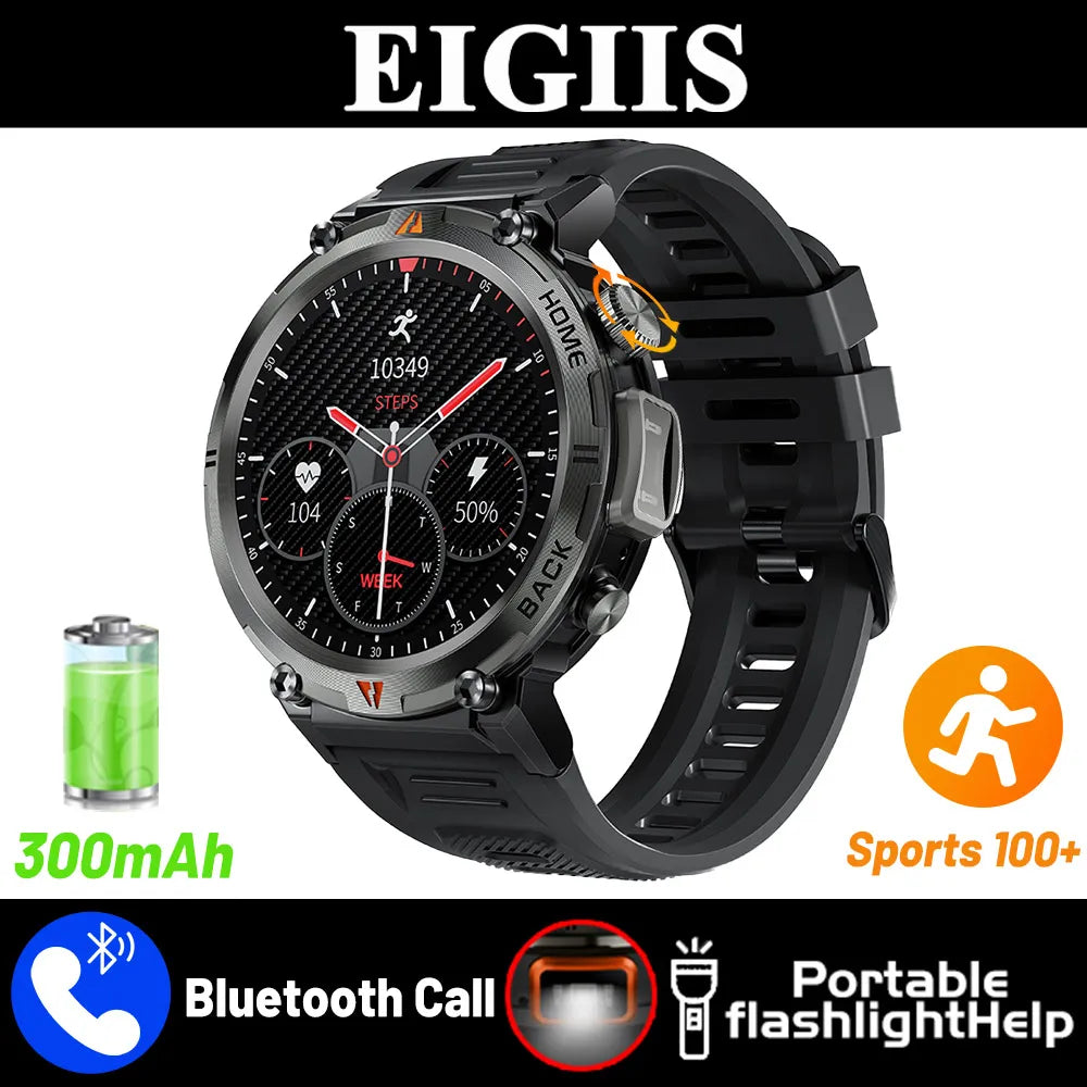 EIGIIS KE3 2025 New Bluetooth Call smartwatch for men Full Touch Screen With Health Monitor heart rate Flashlight Smart watch black United States