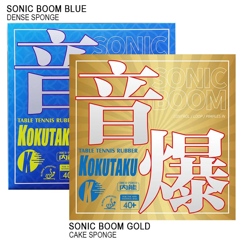 KOKUTAKU SONIC BOOM Table Tennis Rubber Sticky Ping Pong Rubber Top Sheet High Performance Sponge - SB-Blue Black