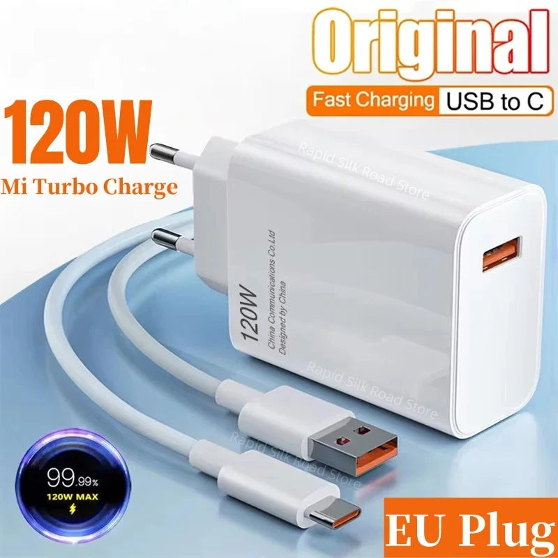120W Ultra Fast Charger QC 5.0 EU Plug 6A Type C Cable 67W 55W 33W Rapid Charging Adapter For iPhone Huawei 2025