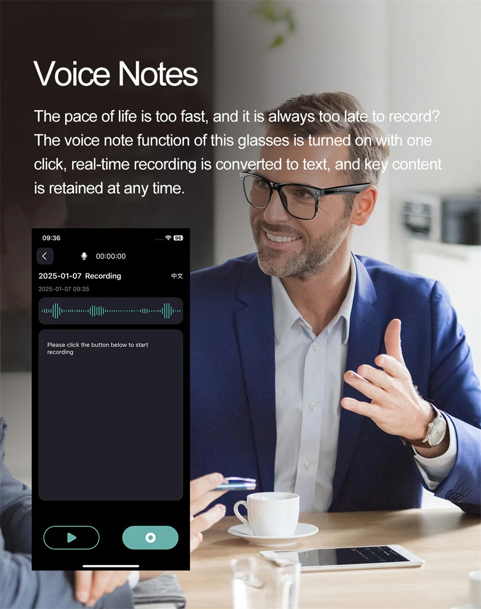 high-tech AI smart glasses can be equipped with various lenses such as sunglasses, blue light, myopia, Men women smart glasses