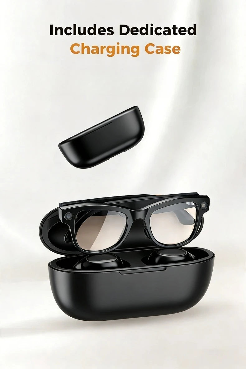 Smart Glasses AI GPT Camera 4K HD Multifunctional 3-in-1 Lens Bluetooth Call 3600Mah Battery Voice Assistant Control Sunglasses