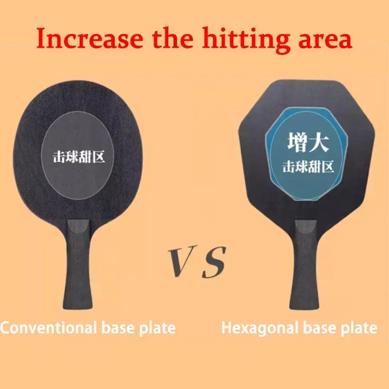 JEELS 5/7-Ply Prue Wood Table Tennis Blade Larger Hitting Area Hexagon Control Ping Pong Paddle for Tranning All Round…