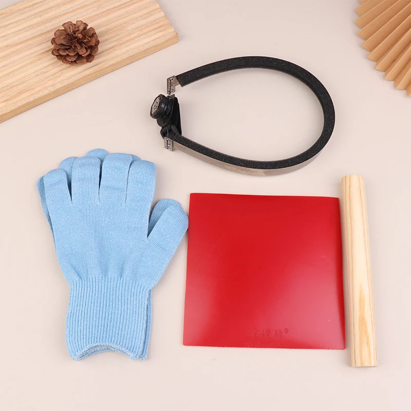 Table Tennis Rubber Manual Cutter Bowknife Set For Table Tennis Paddle Rubber Cutting Machine With Roller + Gloves