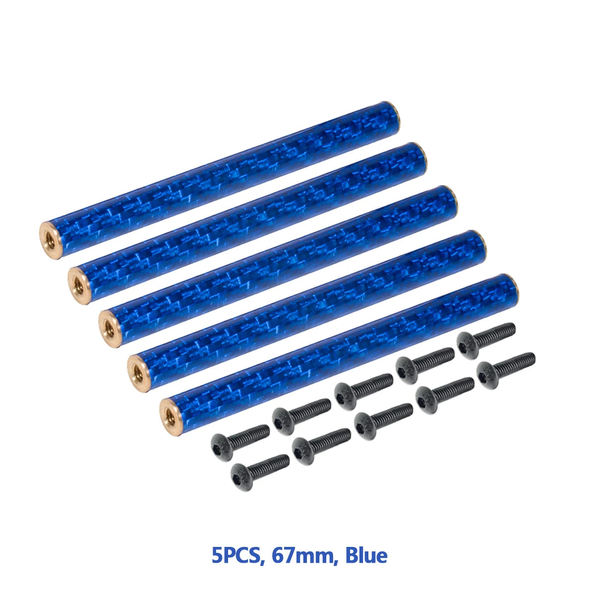 5PCS Coloured Carbon Fibre Braces 67mm 70mm 75mm 78mm for 1/10 RC Crawler Comp Builds SCX10 PRO Gspeed V4 UGRC LCG Chassis DIY Blue 67mm