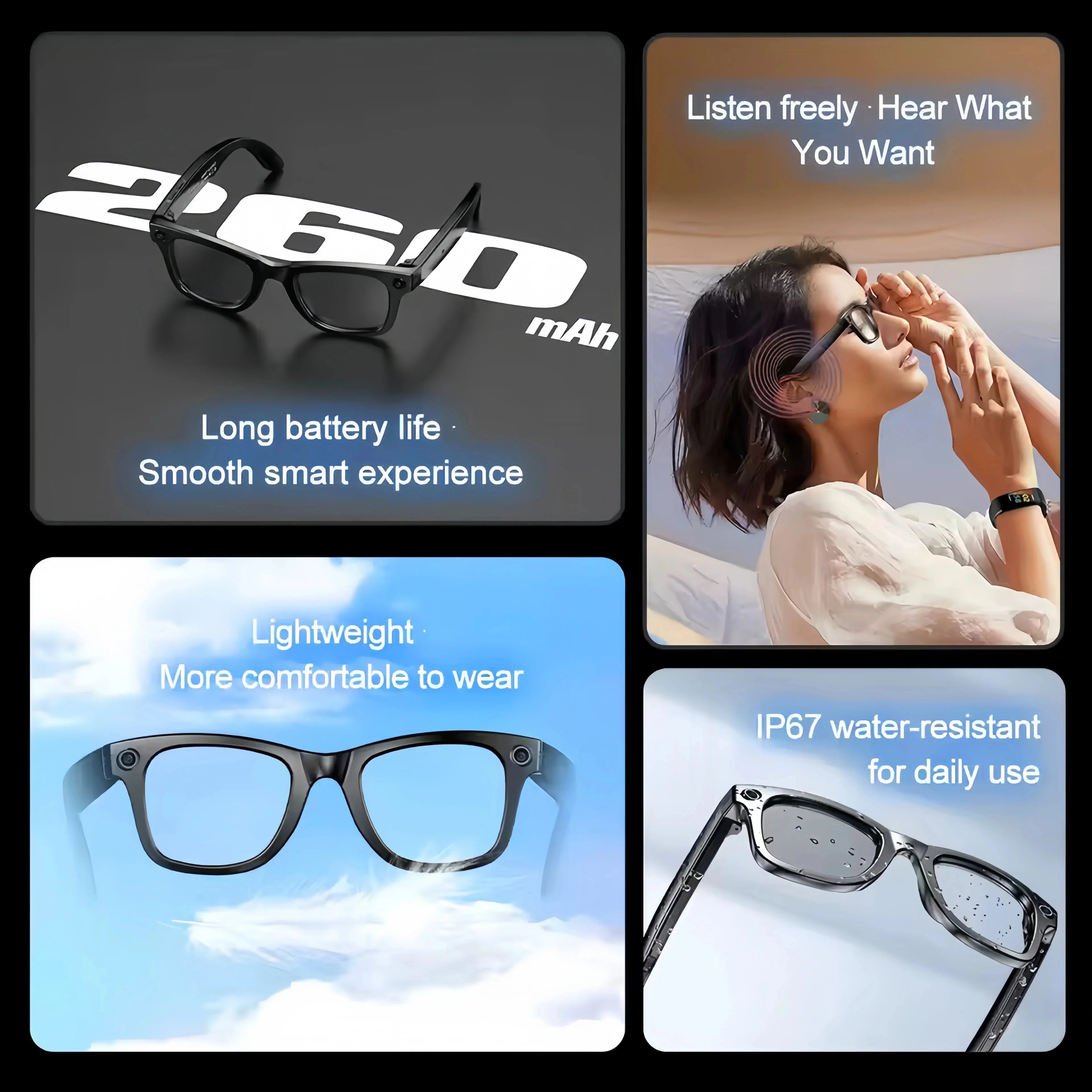2025 Smart Sunglasses ai smart glasses with Camera Video 8MP Translation Bluetooth Call Music Play Men Women Recording 100+
