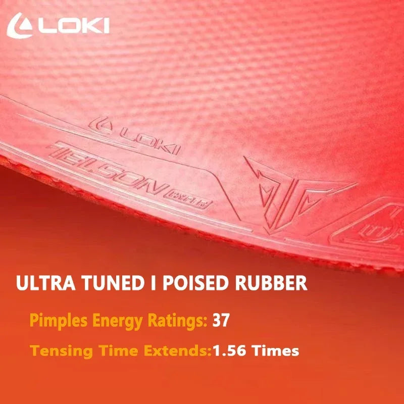 Original LOKI TELSON 100 Table Tennis Rubber Non-sticky Ping Pong Rubber Sheet with Pre-tuned Kunlun Sponge - T-100 Red