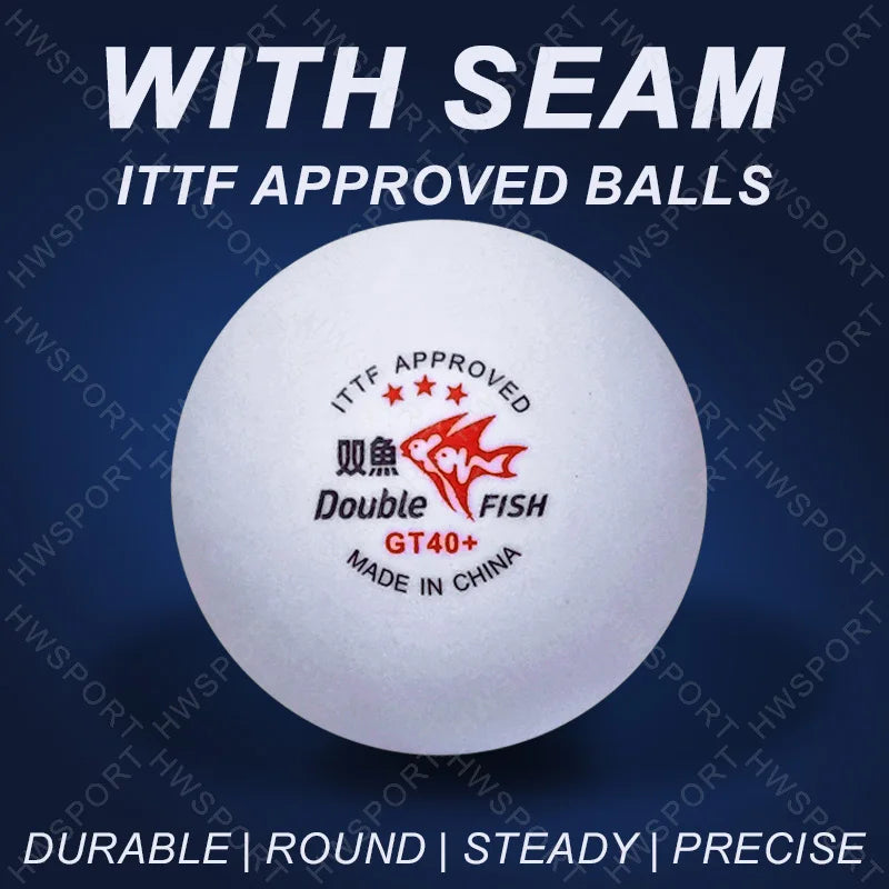 DOUBLE FISH Table Tennis Balls GT40+ ABS 3 Star Ping Pong Balls ITTF Approved Pingpong with Seam - 6 Pack