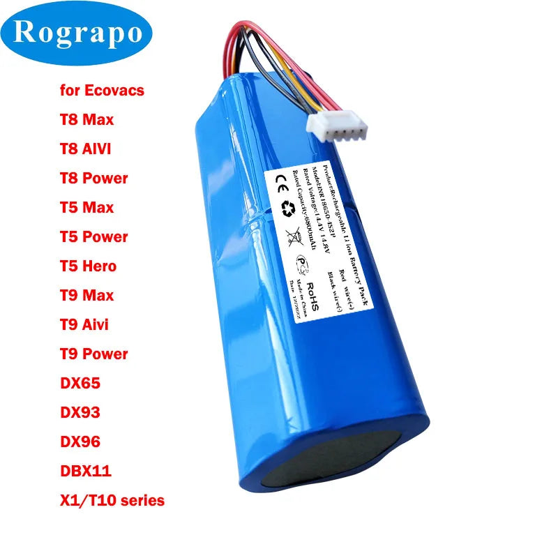 New 5600mAh/6800mAh Battery for Ecovacs Deebot T5 Max Power Hero,T8 Max, T8 Aivi, T8 Power, DX65 DX93 DX96 DBX11 X1/T10 Series