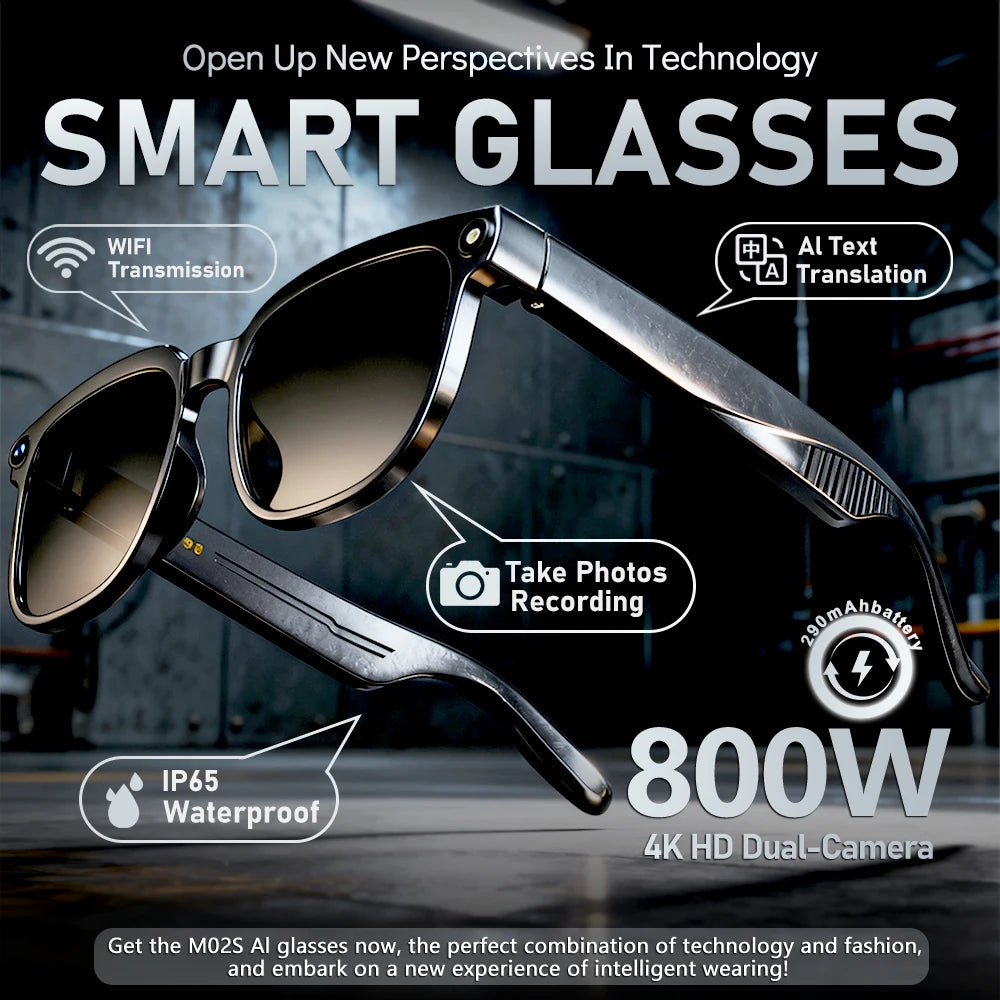 Men AI Smart Glasses 2026 New Color-Changing Translation Glasses 800W Camera Waterproof Call Photo Video Recording Sunglasses