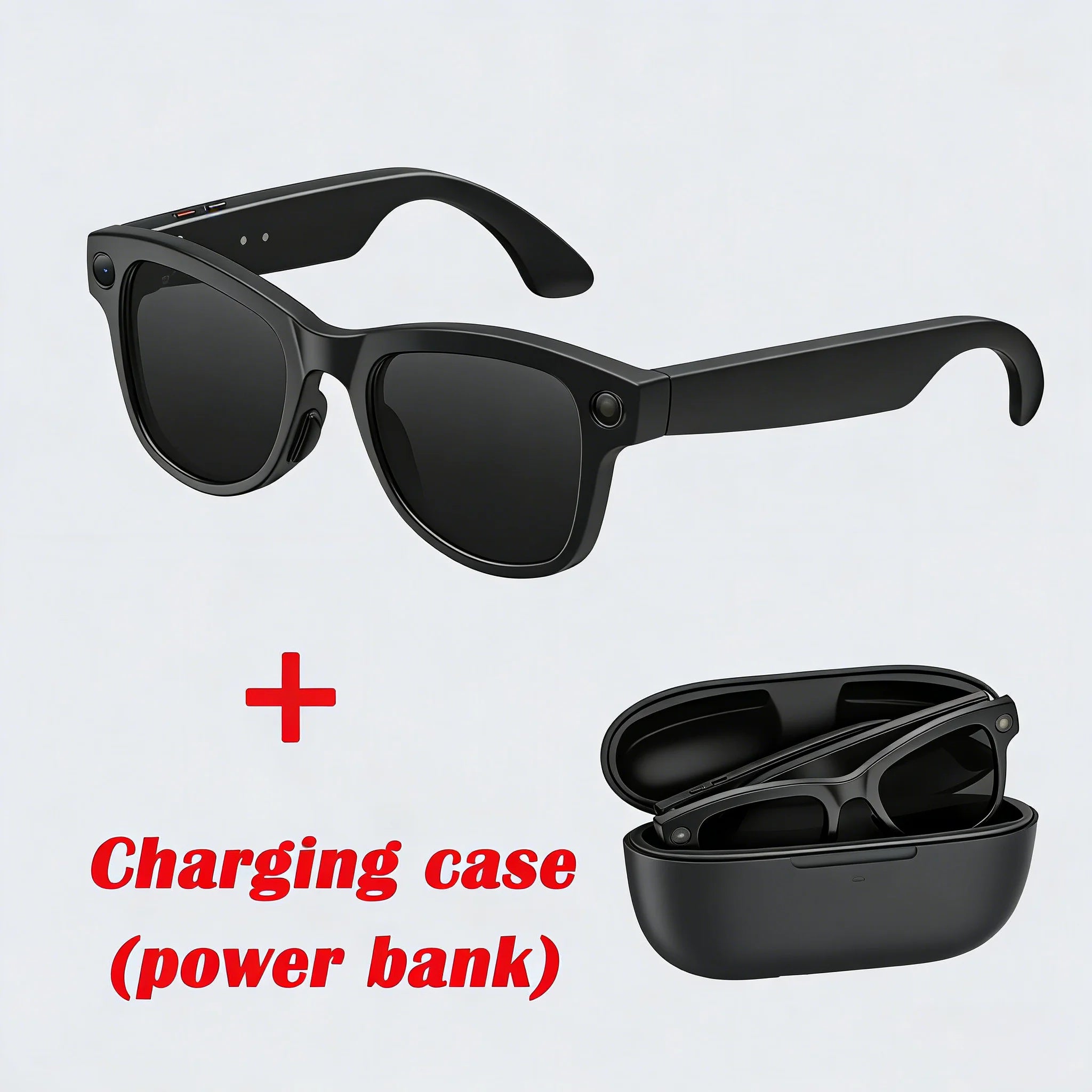 Smart Glasses AI GPT Camera 4K HD Multifunctional 3-in-1 Lens Bluetooth Call 3600Mah Battery Voice Assistant Control Sunglasses black 1