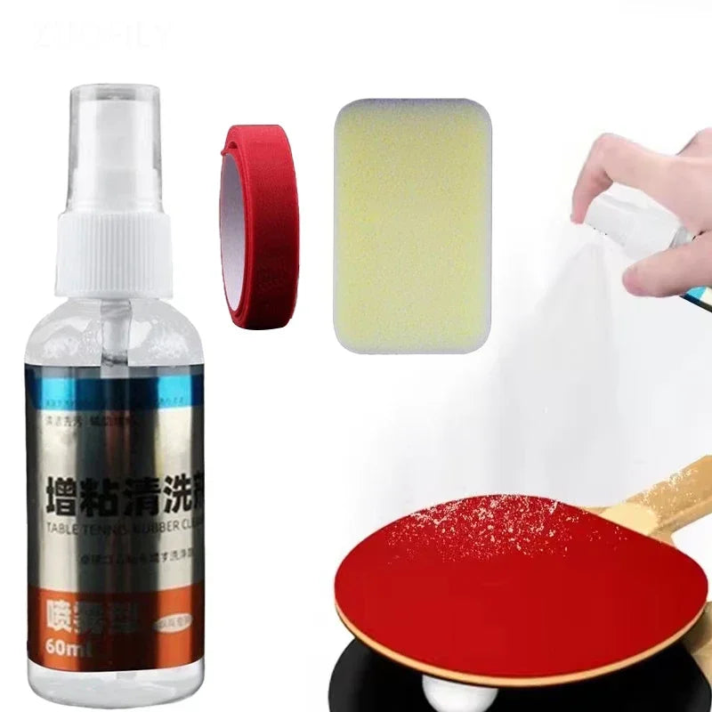 60ml Table Tennis Rubber Cleaner Spray Table Tennis Racket Cleaner Set Tackifier Super Strong Removal Maintenance Fluid…