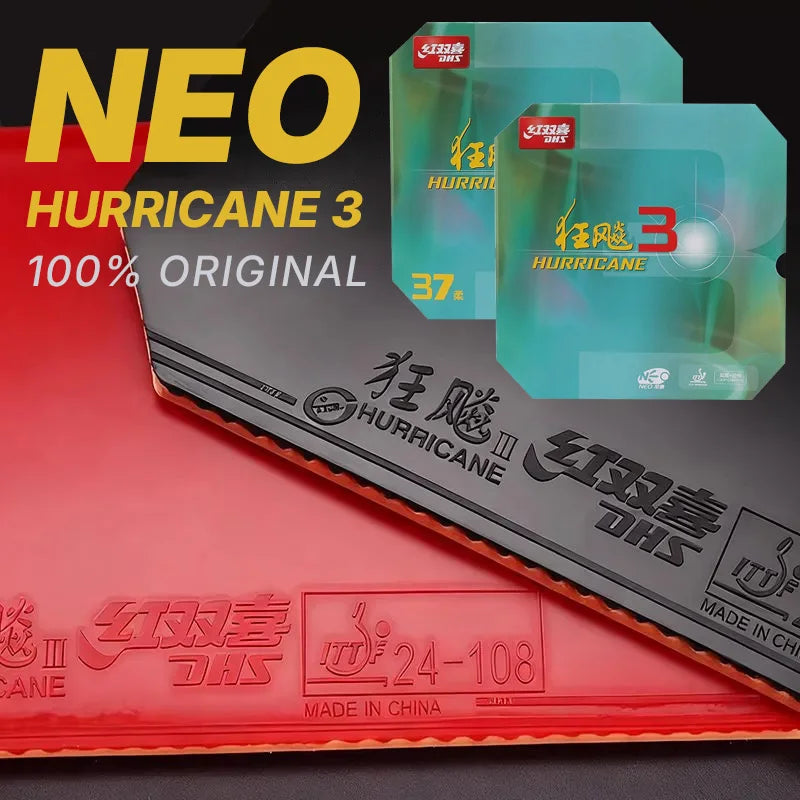DHS Neo Hurricane 3 Table Tennis Rubber Original Sticky Ping Pong Rubber Sheet Classic Chinese Tacky Topsheet for Spin…
