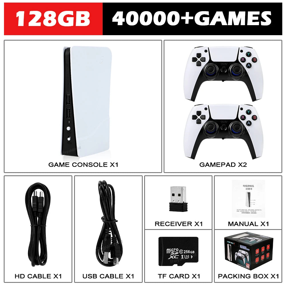 NEW GB5 Video Game Console 64GB/128GB 40000 Free Games HD TV Game Box 5 Two Gamepads For PS1/PPSPP/MAME Arcade Gaming Stick - GreatEagleInc