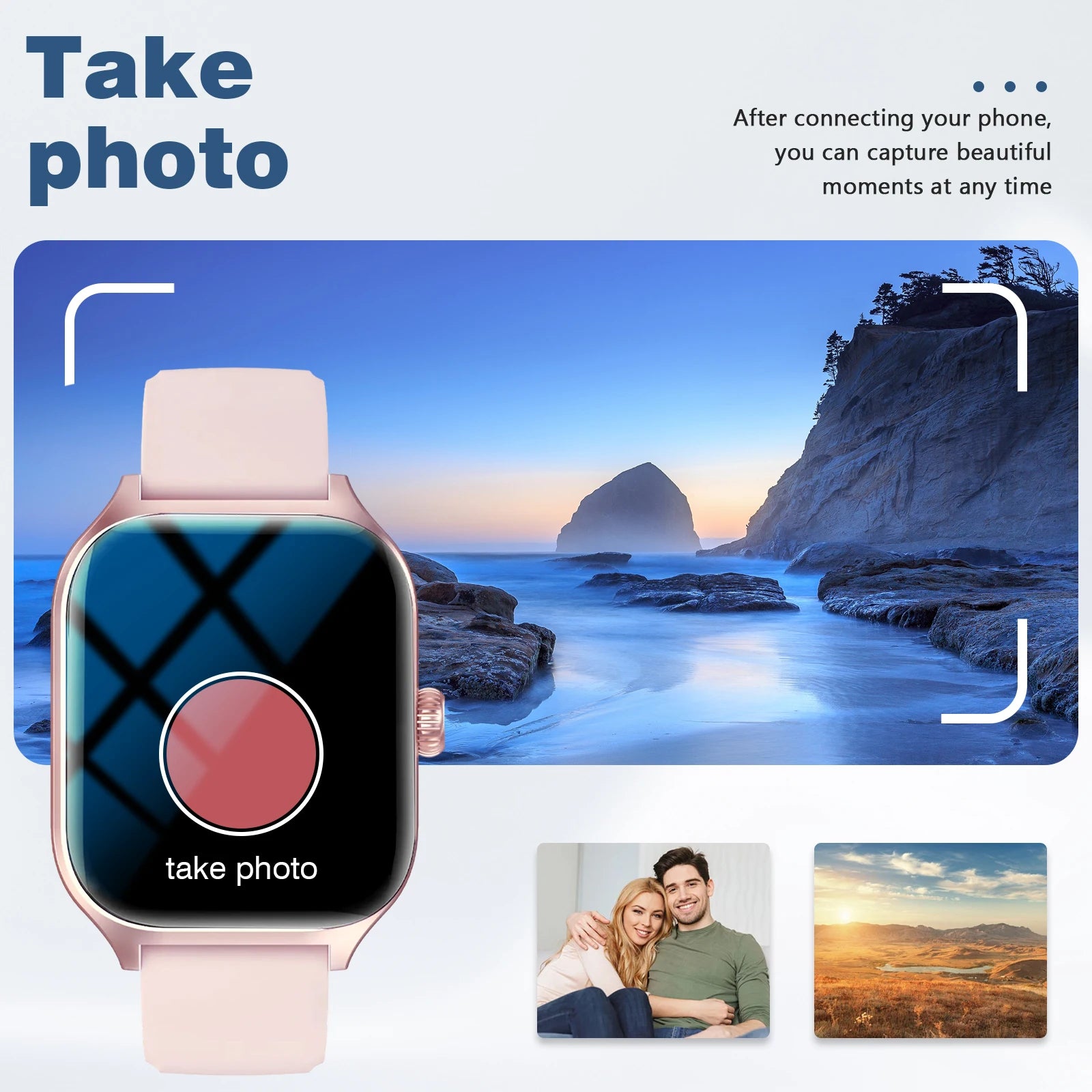 Smart watch, wireless calling, customizable dial, remote photography, multiple sports modes, suitable for iPhone/Android