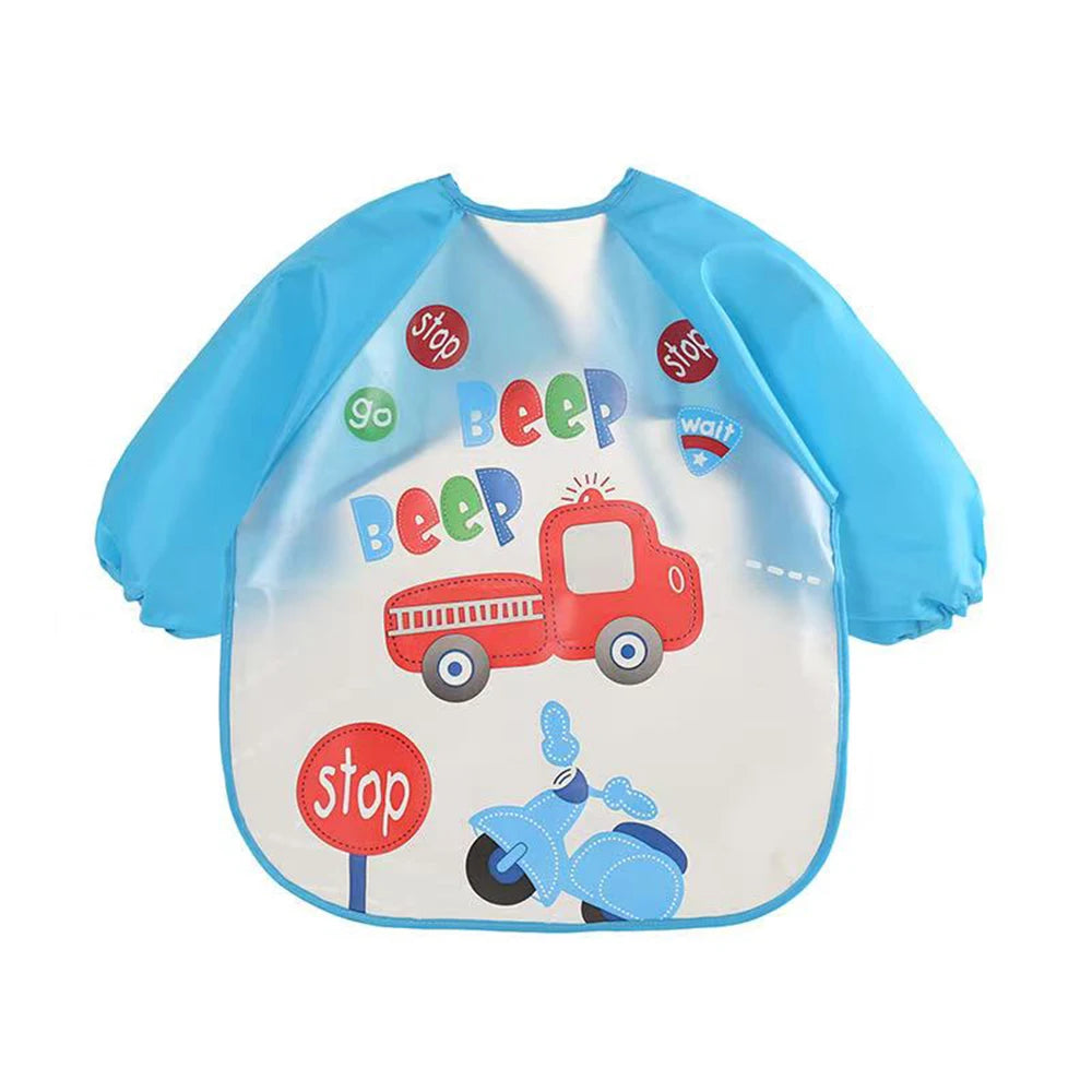 0-3 Years Baby EVA Waterproof Anti-dirty Bib Long Sleeve Strap Coat Dirt Proof Soft Feeding Bib Cute Cartoon Pattern Burp Cloths 03 One Size