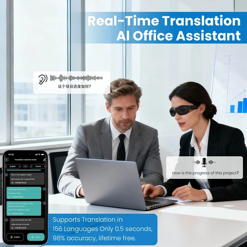 Smart Glasses 1080P Video Sports Glasses 4K Camera Music Call AI Translation Glasses Requires Card Insertion For Use