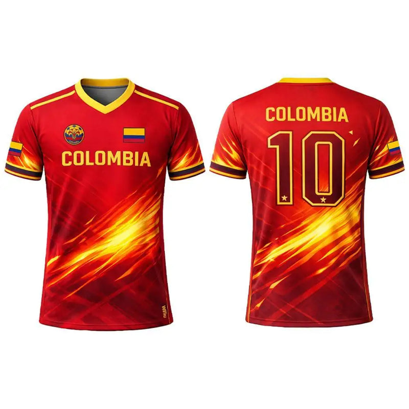 2026 New Columbia Flag Print Soccer Jersey Men's Breathable Sports V-neck T-Shirt Unisex Training Casual Streetwear Fan…