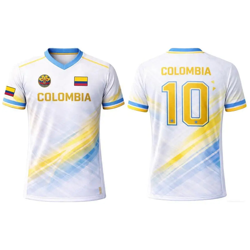 2026 New Columbia Flag Print Soccer Jersey Men's Breathable Sports V-neck T-Shirt Unisex Training Casual Streetwear Fan…
