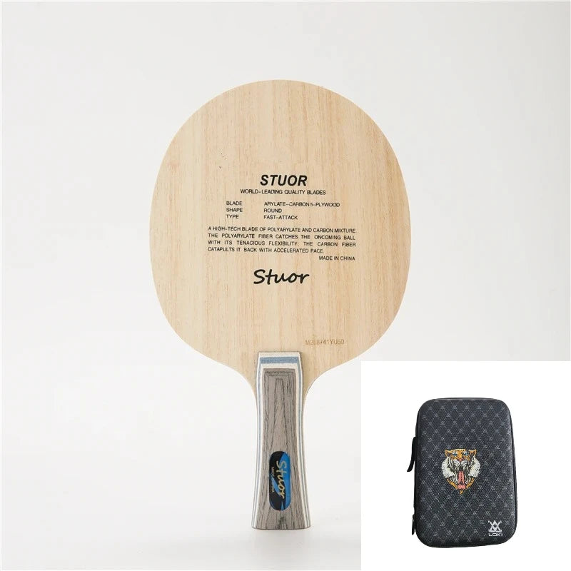 Stuor 7-Ply Blue ALC Table Tennis Blade - 5 Wood + 2 Arylate Carbon, Professional Offensive - with a bag FL