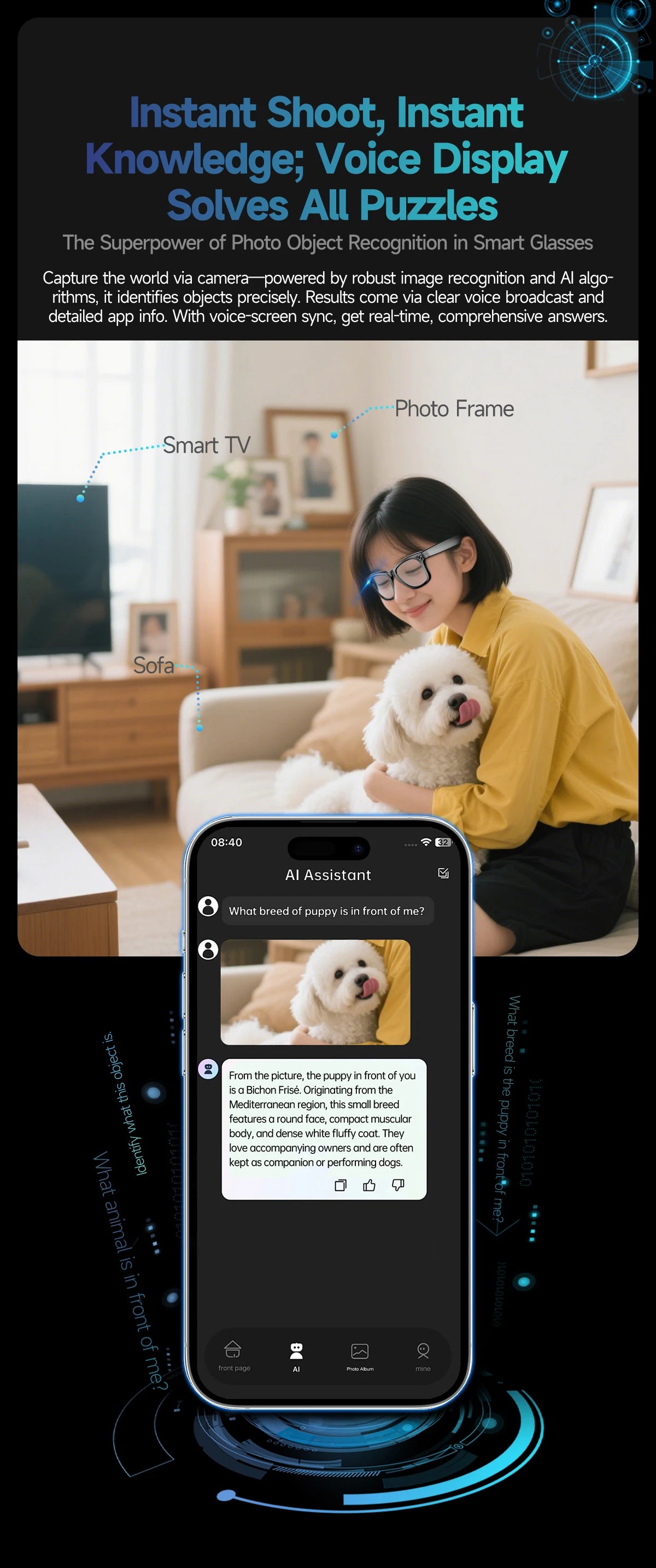 New Smart Glasses 8MP HD Camera AI Glasses Camera Photo Video Recording Translation Waterproof Anti-blue Camera Glasses Man Wome