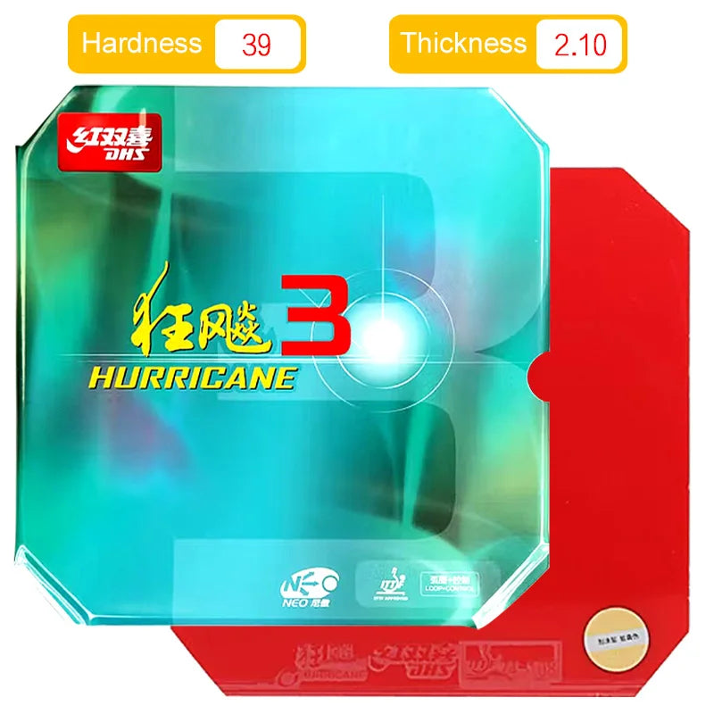 DHS Neo Hurricane 3 Table Tennis Rubber Original Sticky Ping Pong Rubber Sheet Classic Chinese Tacky Topsheet for Spin…