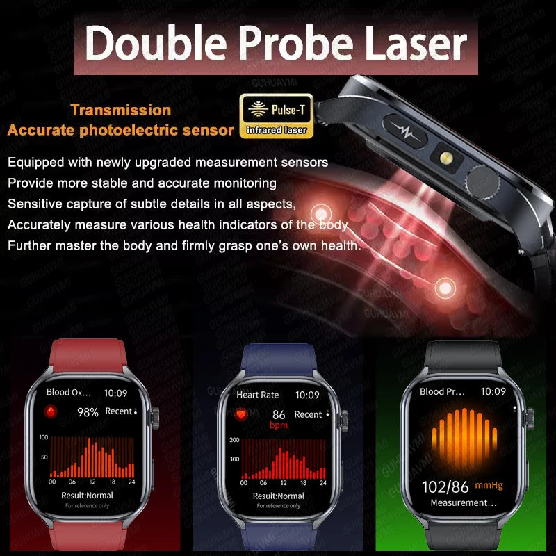 New Accurate Blood Pressure Smart Watch Uric Acid ECG+PPG Blood Oxygen Body Analysis Body Fat LED Flashlight smart watches 2025