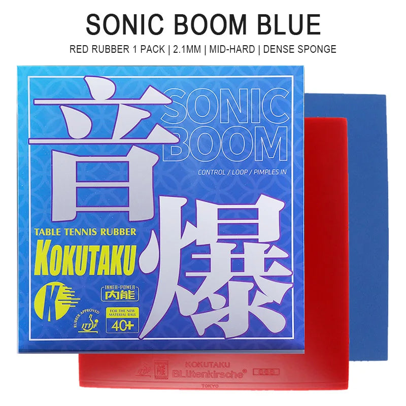 KOKUTAKU SONIC BOOM Table Tennis Rubber Sticky Ping Pong Rubber Top Sheet High Performance Sponge - SB-Blue Black