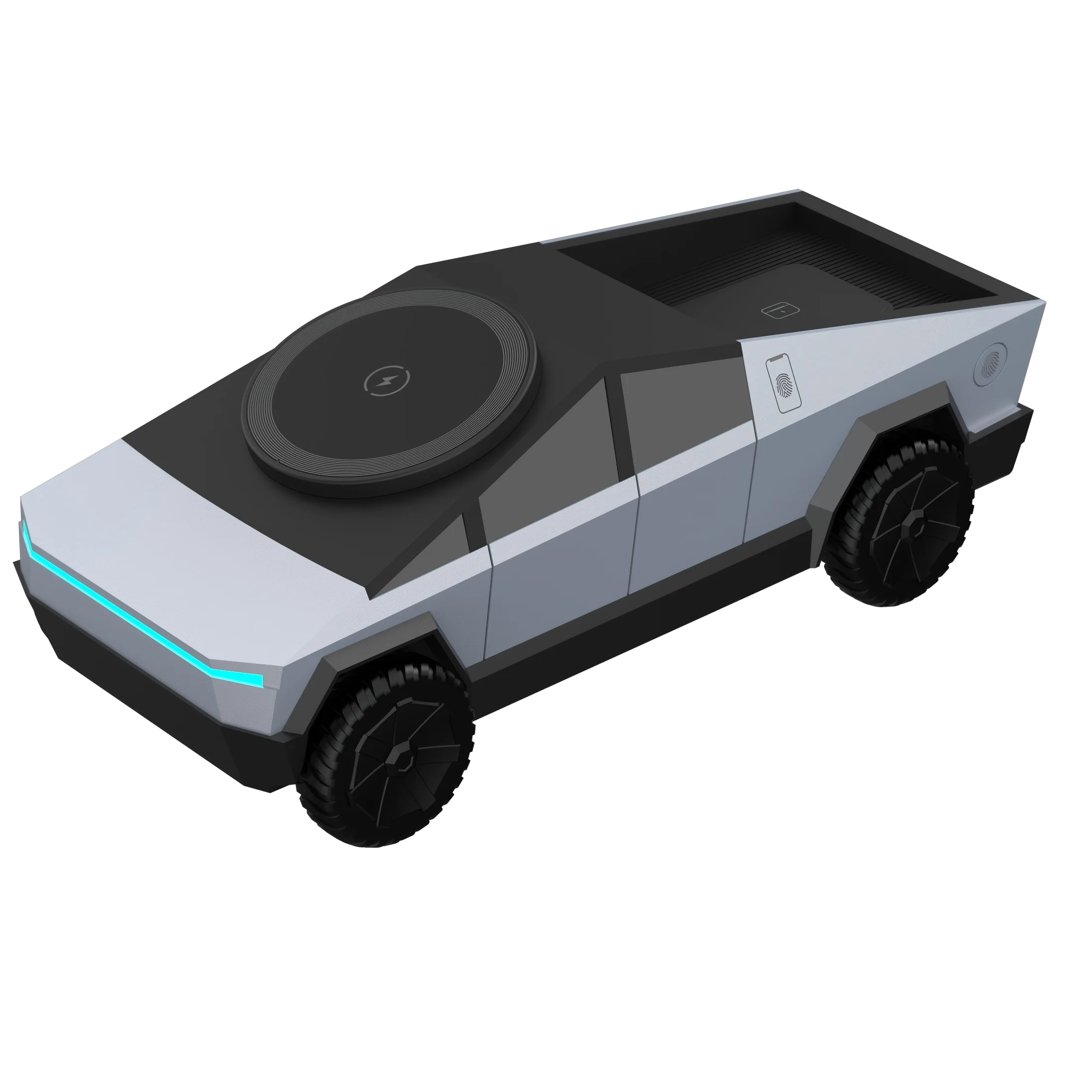 New Cybertruck Multifunctional 3-in-1 Wireless Charger Desktop Qi2 Charger for IPhone (15W),Iwatch (5W), Airpods (2.5W) Charging Grey