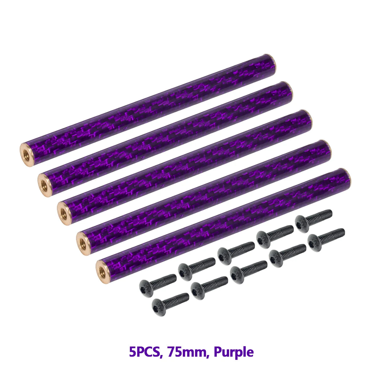 5PCS Coloured Carbon Fibre Braces 67mm 70mm 75mm 78mm for 1/10 RC Crawler Comp Builds SCX10 PRO Gspeed V4 UGRC LCG Chassis DIY Purple 75mm