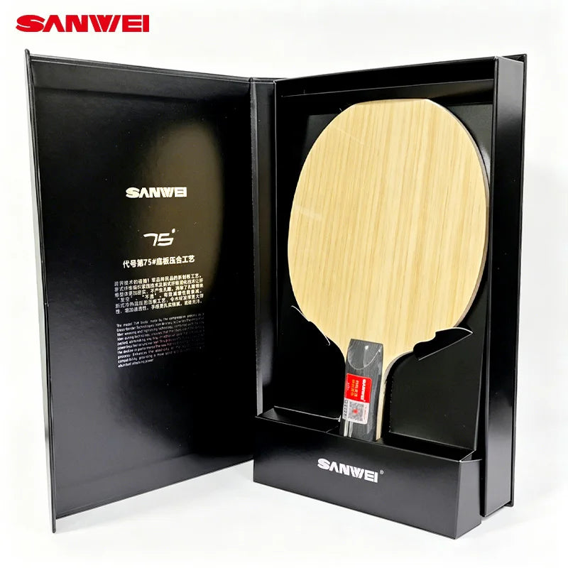 SANWEI 75R 75G Table Tennis Blade Professional 5+2 Carbon Ping Pong Blade Base Board with Original Gift Box - 75R FL Grip