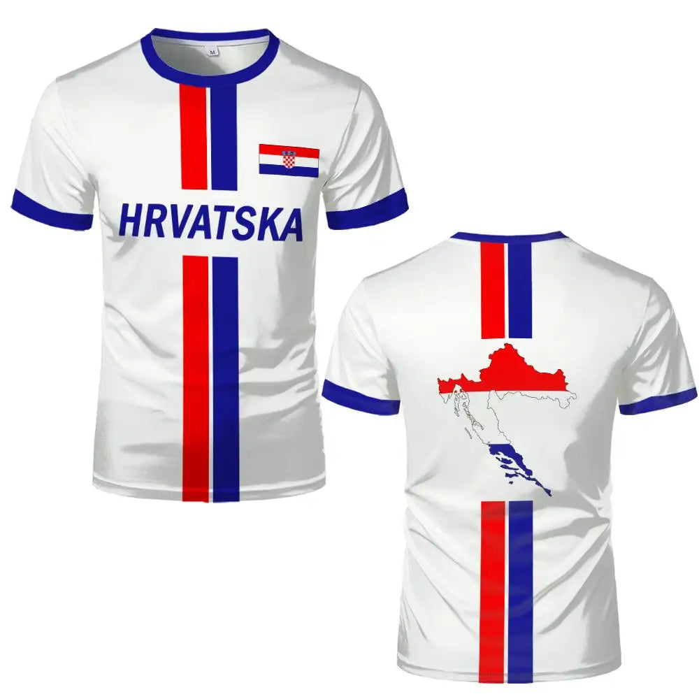 2026 New Croatia National Flag Print Jersey T-Shirt Men's Sports Training Quick Dry Breathable Football Tee Unisex Casual…