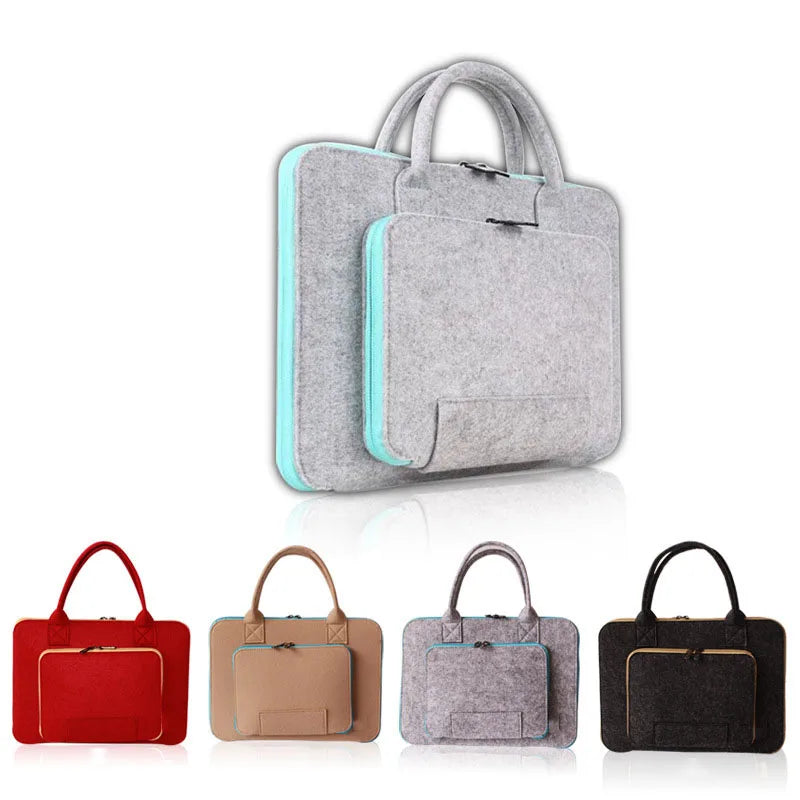 Wool Felt Laptop Sleeve Bag 11 13 15 17 Inch Briefcase Hand Bags for IPAD Macbook Notebook Wear-resistant Notebook Liner Package