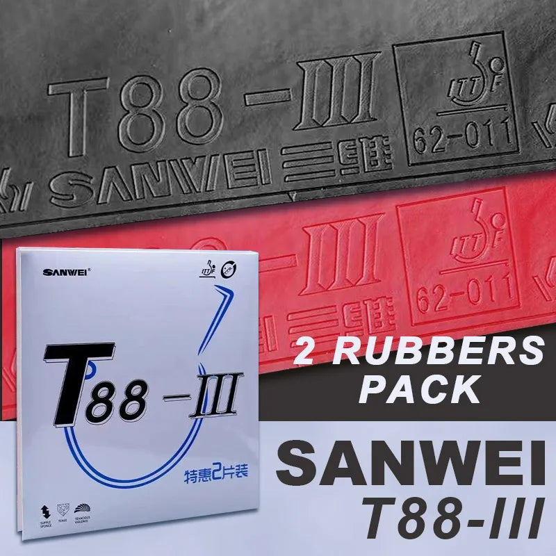 SANWEI T88 Ultra Spin Table Tennis Rubber Semi Sticky Ping Pong Rubber Sheet for Entry Players T88-3 Red Black