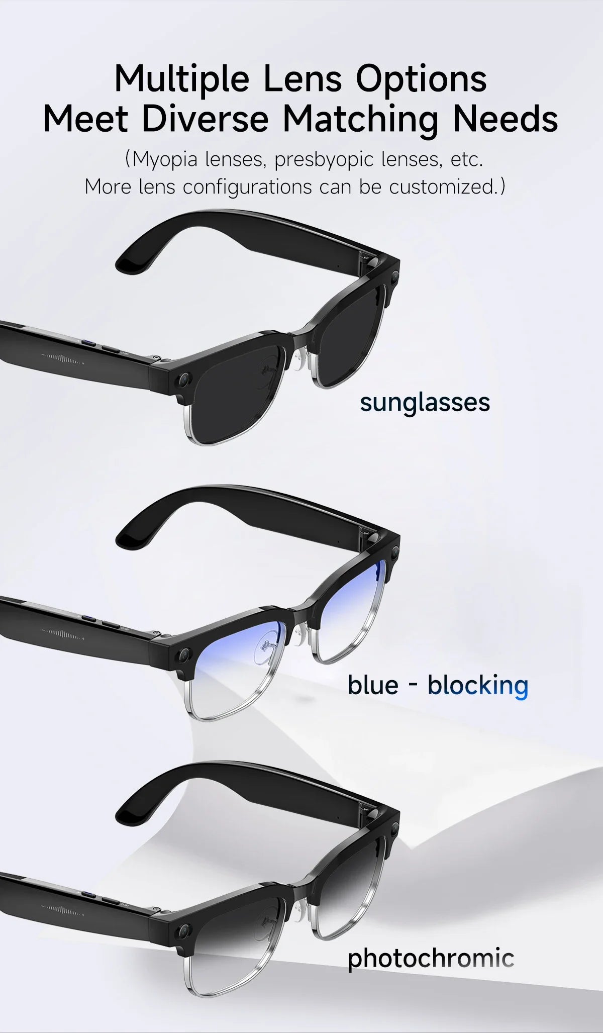 AI Smart Glasses with 800W Pixel Camera Photo Video Recording 120+Language Translation Sunglasses Men Women 2026 New Year's Gift