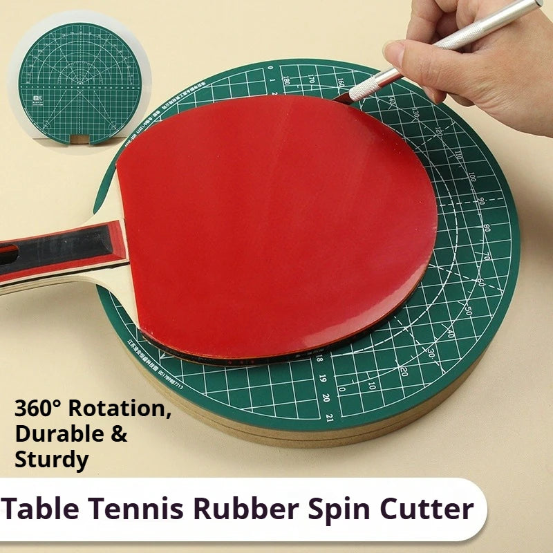 Table Tennis Rubber Rotating Cutting Mat Set Cutting Tool with Cutting Knife Ping Pong Racket Pasting DIY Accessories…