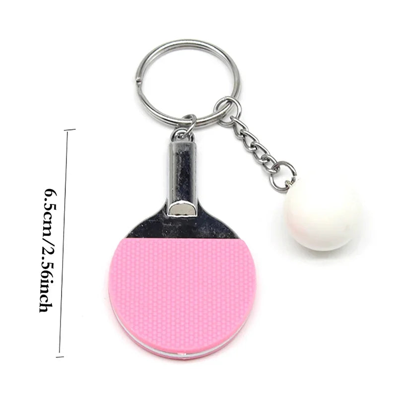 2/3PC 7 Colors Table Tennis Racket Keychain Pendant Mini Simulation Metal Material Ping Pong Fan Souvenir Sports Activity…