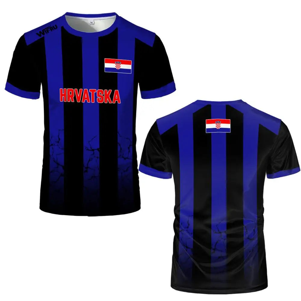 2026 New Croatia National Flag Print Jersey T-Shirt Men's Sports Training Quick Dry Breathable Football Tee Unisex Casual…