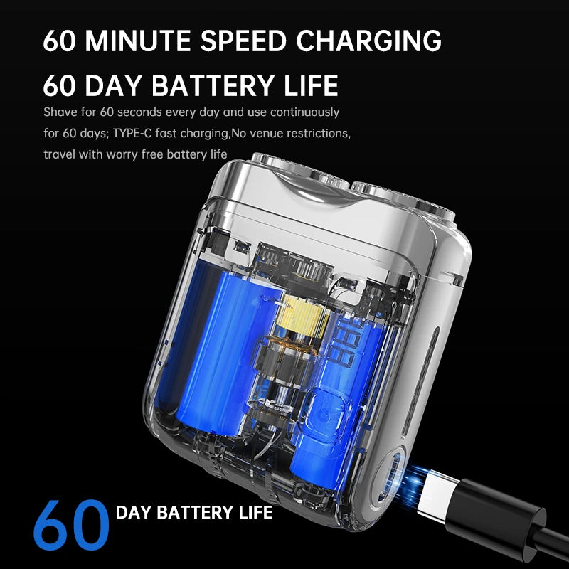 Electric Smart Shaver Household Car Shaver Digital Display Mini Dual Blade Rechargeable Shaver Powerful Men's Gift Shaver - GreatEagleInc