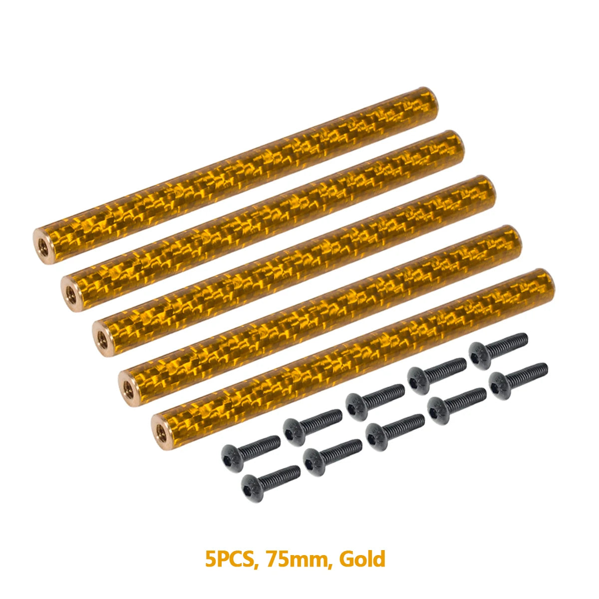5PCS Coloured Carbon Fibre Braces 67mm 70mm 75mm 78mm for 1/10 RC Crawler Comp Builds SCX10 PRO Gspeed V4 UGRC LCG Chassis DIY Gold 75mm