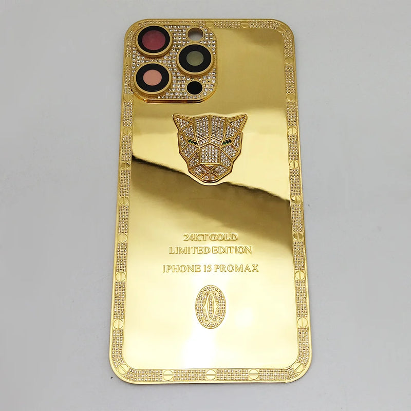 New Real Gold Plated Exquisite Deep Carving Electroplating Mobile Phone Cover Case Frame With Zircon For iphone