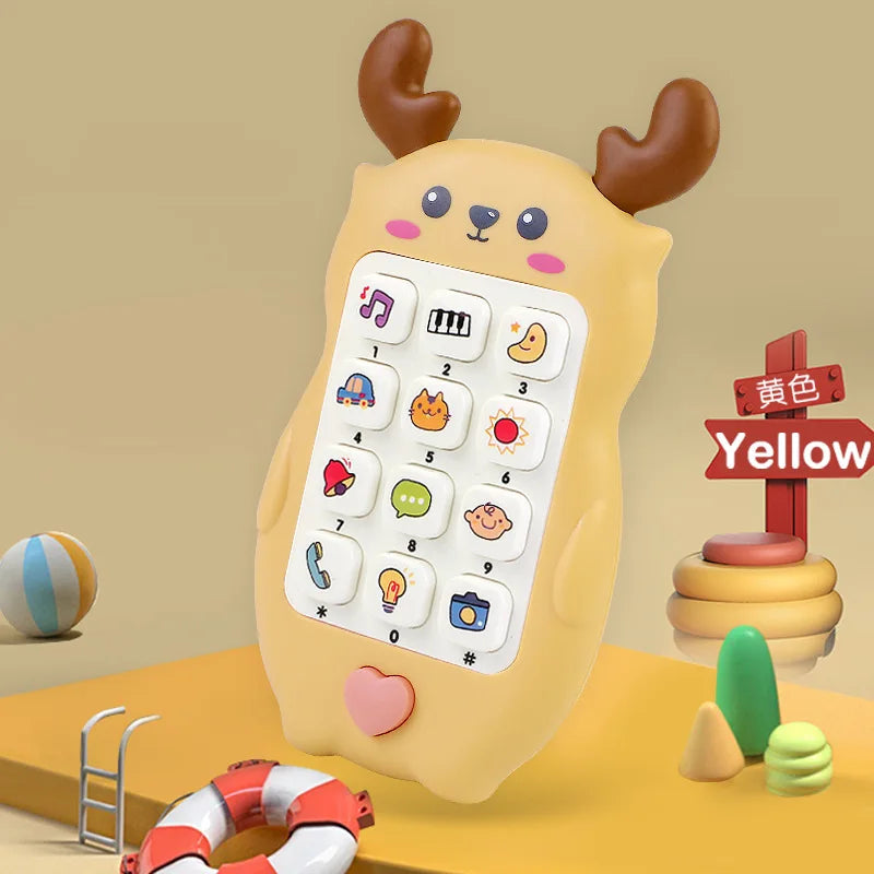 Baby Phone Toy Music Sound Telephone Sleeping Toys With Teether Simulation Phone Kids Infant Early Educational Toy Kids Gifts Yellow