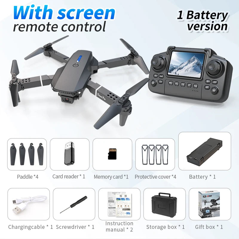 Drone 4k Professional Dron Remote Control Camera Model Airplane Multi-rotor Aircraft Quadcopter Drone UAV Wide-View black