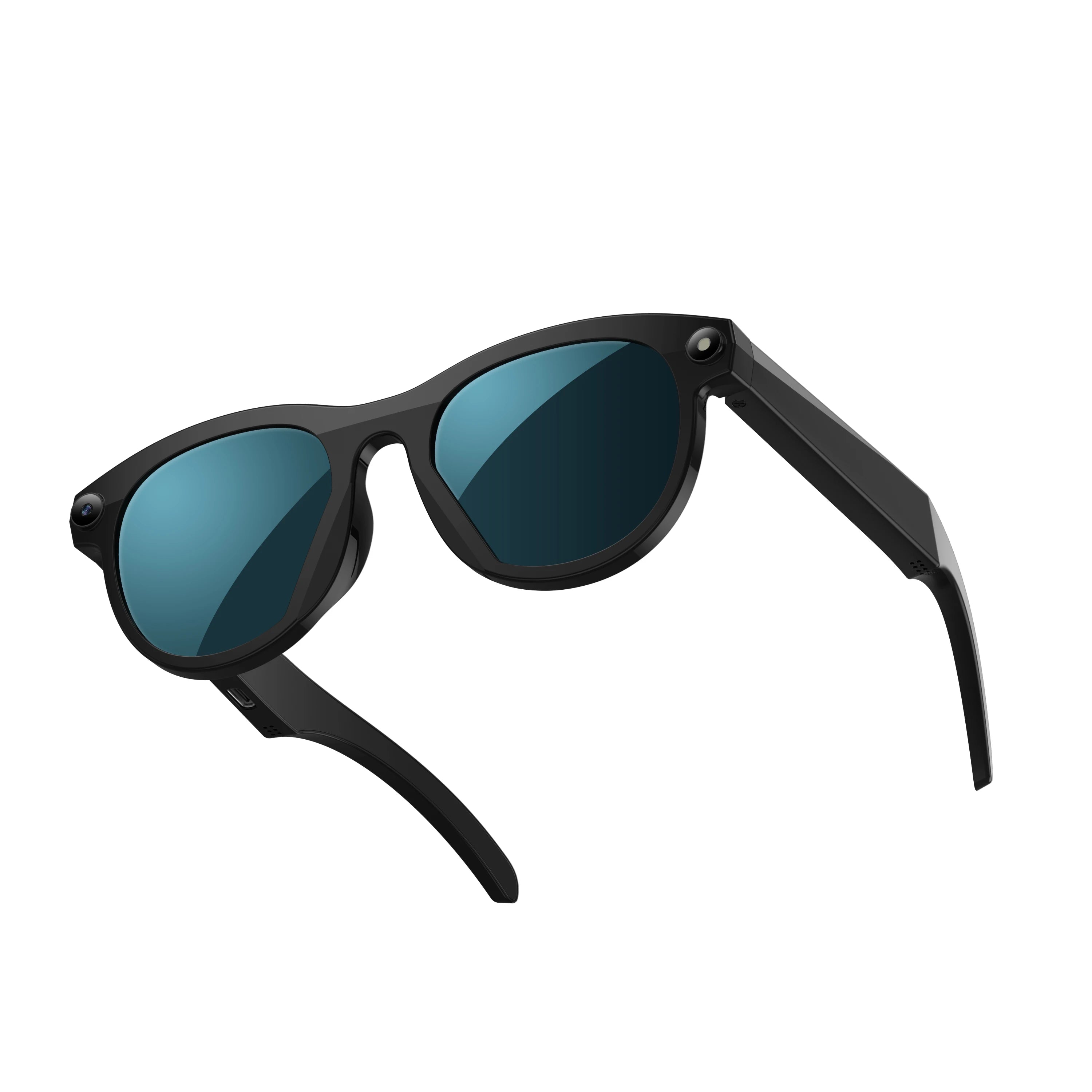 2025 AI Smart Glasses New Interaction With Camera Photo Video Record Translation Music Smart Sunglasses Bluetooth Call Headphone Sunglasses Black