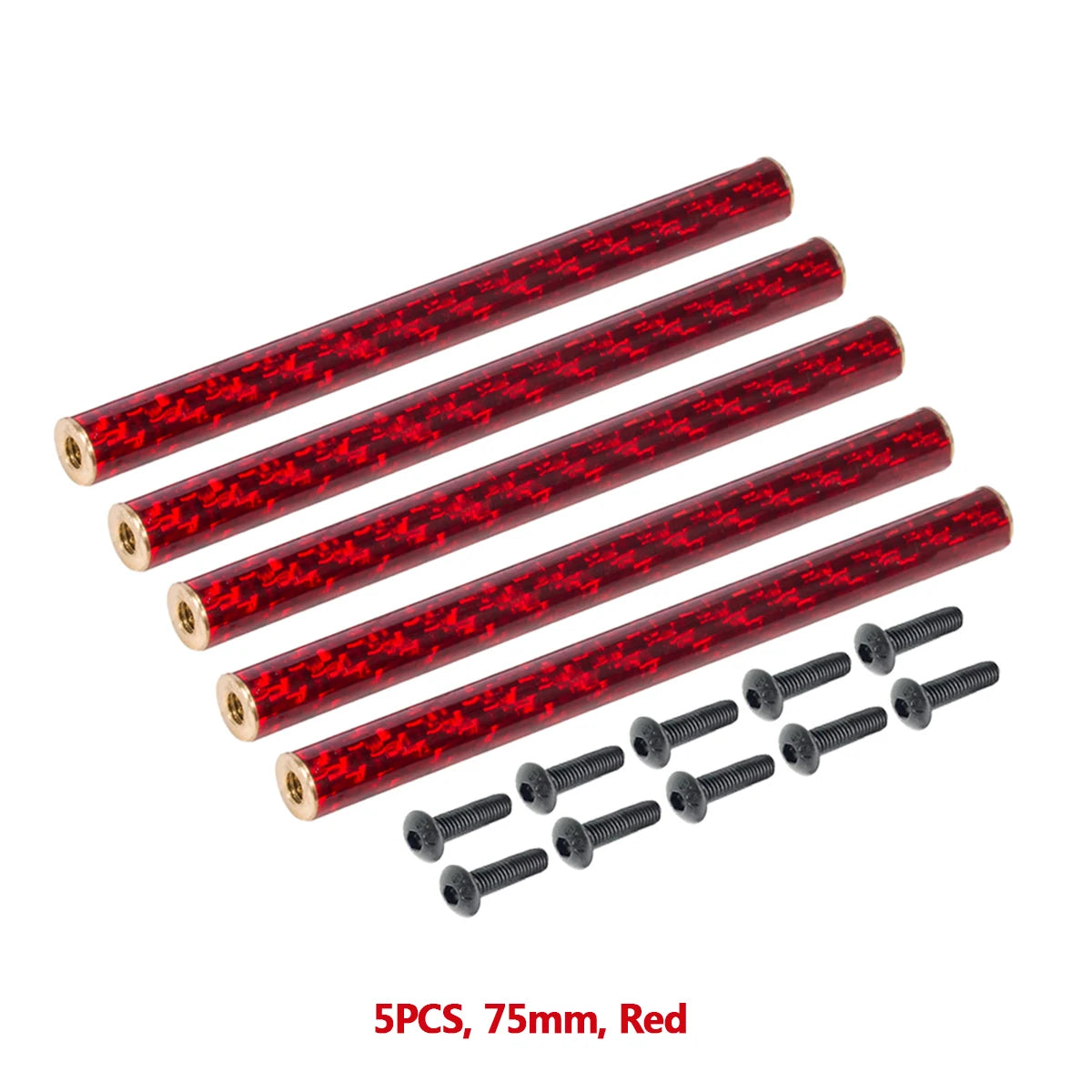 5PCS Coloured Carbon Fibre Braces 67mm 70mm 75mm 78mm for 1/10 RC Crawler Comp Builds SCX10 PRO Gspeed V4 UGRC LCG Chassis DIY Red 75mm