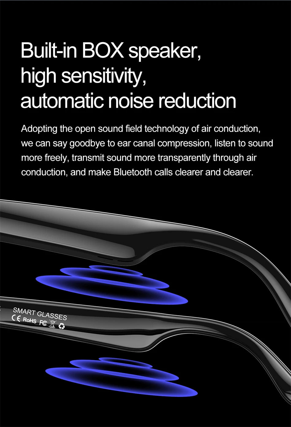 high-tech AI smart glasses can be equipped with various lenses such as sunglasses, blue light, myopia, Men women smart glasses