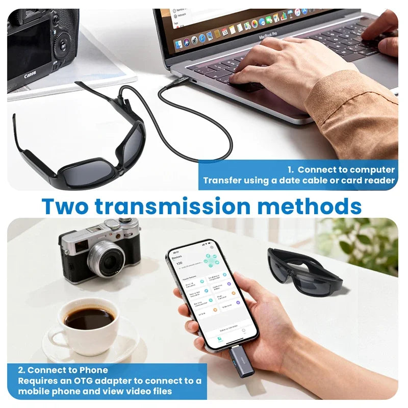 Smart Glasses 1080P Video Sports Glasses 4K Camera Music Call AI Translation Glasses Requires Card Insertion For Use